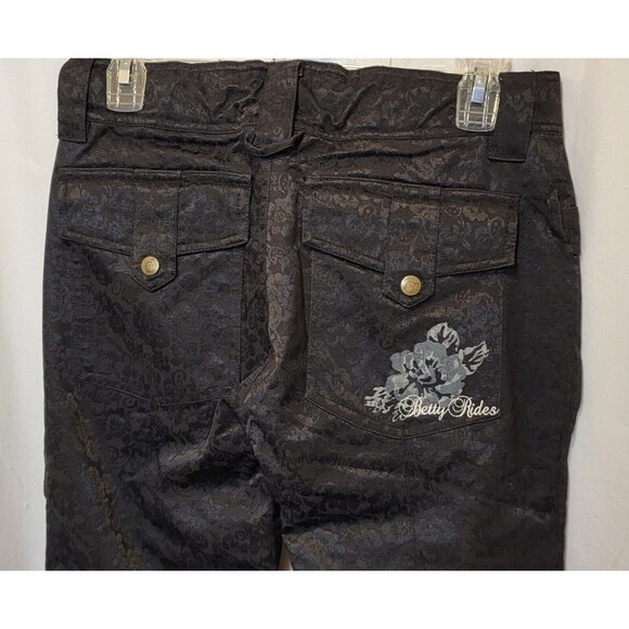 Betty Rides Womens Trinket Snow Pants Size Small Black Floral Ski Snowboard Gear - Picture 5 of 6